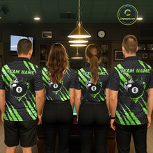 Load image into Gallery viewer, Black And Green Scratch Billiard Shirts For Women Custom 8 Ball Crown Pool Team Jersey Polo &amp; 1/4 Zip TDM6623