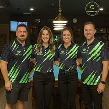 Load image into Gallery viewer, Black And Green Scratch Billiard Shirts For Women Custom 8 Ball Crown Pool Team Jersey Polo &amp; 1/4 Zip TDM6623