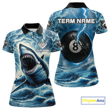 Load image into Gallery viewer, Blue 8 Ball Pool Billiard Shark Polo &amp; Quarter Zip For Women Custom Thunder Storm Billiard Jersey TDM4691