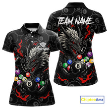 Load image into Gallery viewer, Personalized 8 Ball Dragon Billiard Shirt For Women, Billiard Team Jersey Polo &amp; 1/4 Zip |Red TDM5109