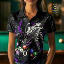 Load image into Gallery viewer, Personalized 8 Ball Dragon Billiard Shirt For Women, Billiard Team Jersey Polo &amp; 1/4 Zip |Purple TDM5111