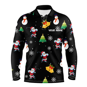 Funny Santa Christmas Pattern Black Men Golf Polo Shirt Custom Golf Tops For Men Golfing Gifts TDM3095