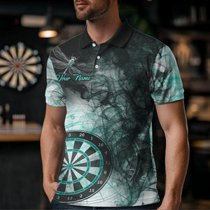 Turquoise Smoke Darts Shirt With Pocket Option For Men Custom Darts Jersey TDM3804