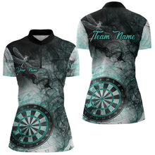 Load image into Gallery viewer, Turquoise Smoke Darts Shirt With Pocket Option For Women Custom Darts Jersey TDM3804