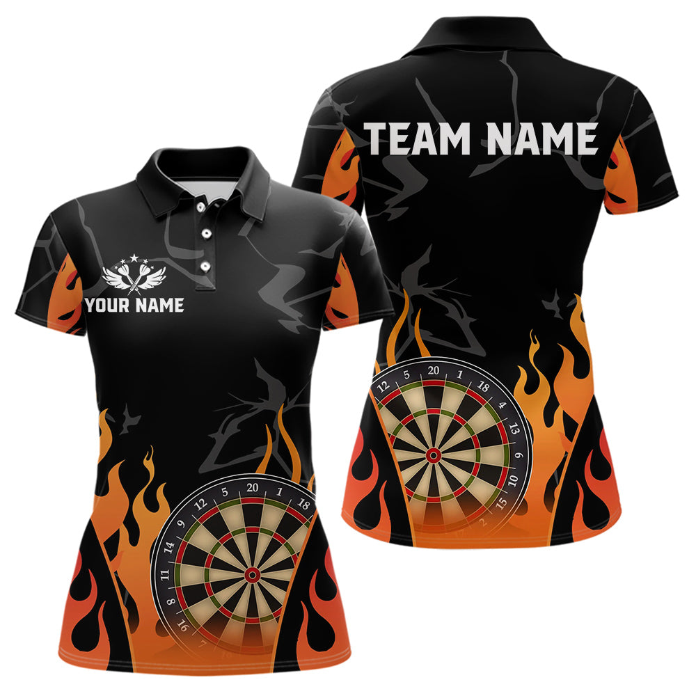 Black And Orange Flame Dart Shirt For Women Custom Dart Jersey Pocket Option TDM3806