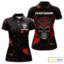 Load image into Gallery viewer, Black And Red Paint Skull Dart Shirts For Women Custom Dart Jersey, Darts Team Shirt Polo &amp; 1/4 Zip TDM4086