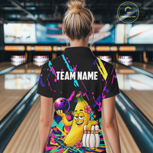 Load image into Gallery viewer, Colorful Bowling Jersey Funny Banana Bowling Polo &amp; 1/4 Zip For Women, Custom Bowling Team Shirts TDM6626