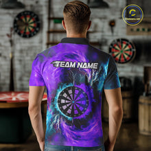 Load image into Gallery viewer, Blue And Purple Flame Lightning Darts Shirt For Men Custom Darts Team Jersey Polo &amp; Quarter Zip TDM4701