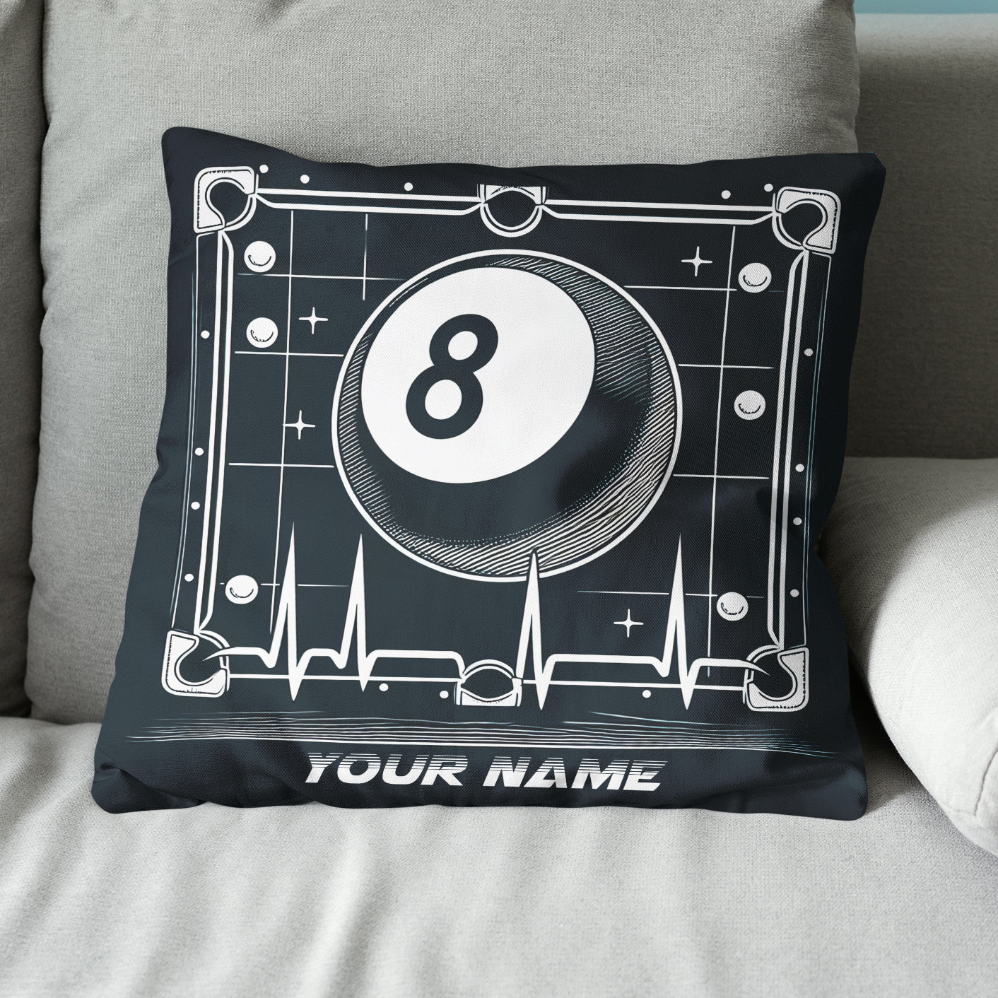 Funny 8 Ball Pool Billiards Games Custom Black Pillows, Billiard Gifts TDM0819