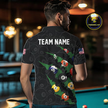 Load image into Gallery viewer, Custom Green 8 Ball Pool Scratch Billiard Shirt For Men, Black Billiard Team Jersey Polo &amp; 1/4 Zip TDM6435