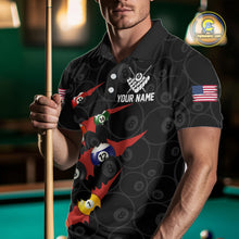 Load image into Gallery viewer, Custom Red 8 Ball Pool Scratch Billiard Shirt For Men, Black Billiard Team Jersey Polo &amp; 1/4 Zip TDM6437