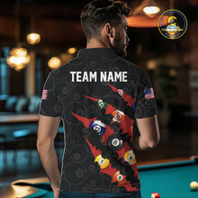 Load image into Gallery viewer, Custom Red 8 Ball Pool Scratch Billiard Shirt For Men, Black Billiard Team Jersey Polo &amp; 1/4 Zip TDM6437