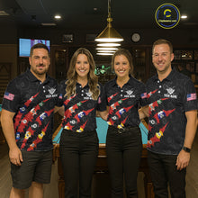 Load image into Gallery viewer, Custom Red 8 Ball Pool Scratch Billiard Shirt For Men, Black Billiard Team Jersey Polo &amp; 1/4 Zip TDM6437