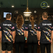 Load image into Gallery viewer, Custom Tan 8 Ball Pool Scratch Billiard Shirt For Men, Black Billiard Team Jersey Polo &amp; 1/4 Zip TDM6438