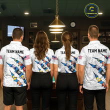 Load image into Gallery viewer, Custom Blue 8 Ball Pool Scratch Billiard Shirt For Women, White Billiard Team Jersey Polo &amp; 1/4 Zip TDM6439