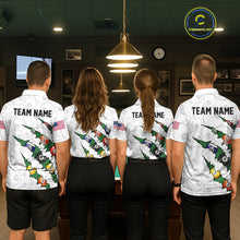 Load image into Gallery viewer, Custom Green 8 Ball Pool Scratch Billiard Shirt For Men, White Billiard Team Jersey Polo &amp; 1/4 Zip TDM6440