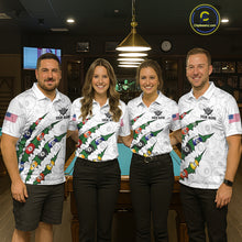 Load image into Gallery viewer, Custom Green 8 Ball Pool Scratch Billiard Shirt For Men, White Billiard Team Jersey Polo &amp; 1/4 Zip TDM6440