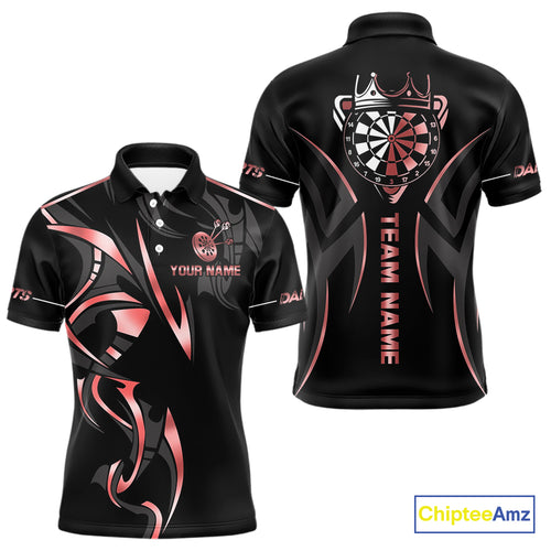 Black And Red Dartboard Crown Dart Shirts For Men Custom Dart Jersey Team Polo & Quarter Zip TDM4091