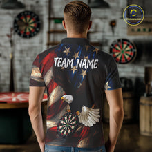 Load image into Gallery viewer, Personalized American Flag Eagle Mens Darts Shirt Custom Patriotic Jersey Darts Polo &amp; 1/4 Zip TDM5126