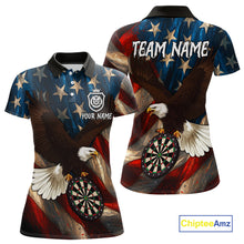 Load image into Gallery viewer, Personalized American Flag Eagle Womens Darts Shirt Custom Patriotic Jersey Darts Polo &amp; 1/4 Zip TDM5126