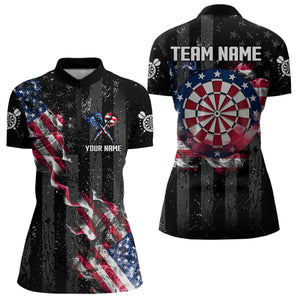 Custom US Flag Smoke Dart Shirt For Women, Patriotic Dart Jersey Pocket Option TDM3514