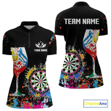 Load image into Gallery viewer, Personalized Colorful Splash Dart Shirts For Women, Funny Wine Glass Custom Darts Jersey Outfit TDM4099