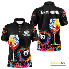 Load image into Gallery viewer, Personalized Colorful Splash 8 Ball Billiard Shirts For Men, Funny Wine Glass Custom Pool Jerseys TDM4100
