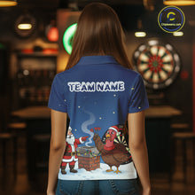 Load image into Gallery viewer, Funny Santa And Turkey Custom Darts Shirt For Women, Christmas Darts Shirt Gift For Darts Lover TDM4912