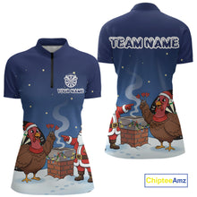 Load image into Gallery viewer, Funny Santa And Turkey Custom Darts Shirt For Women, Christmas Darts Shirt Gift For Darts Lover TDM4912