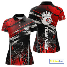 Load image into Gallery viewer, Black And Red 8 Ball Crown Women&#39;s Billiard Shirts Custom Billiards Jerseys, Pool League Team Shirts TDM5131