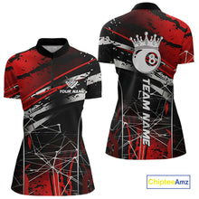 Load image into Gallery viewer, Black And Red 8 Ball Crown Women&#39;s Billiard Shirts Custom Billiards Jerseys, Pool League Team Shirts TDM5131
