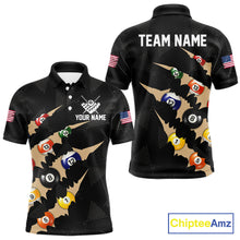 Load image into Gallery viewer, Personalized Scratch 8 Ball Billiard Shirt For Men Custom Pool Jersey, Billiard Team Shirt |Black TDM5990