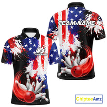 Load image into Gallery viewer, Custom Grunge American Flag Bowling Shirt For Men, Patriotic Bowling Jersey Team Polo &amp; 1/4 Zip TDM6227