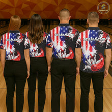 Load image into Gallery viewer, Custom Grunge American Flag Bowling Shirt For Women, Patriotic Bowling Jersey Team Polo &amp; 1/4 Zip TDM6227