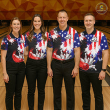Load image into Gallery viewer, Custom Grunge American Flag Bowling Shirt For Women, Patriotic Bowling Jersey Team Polo &amp; 1/4 Zip TDM6227
