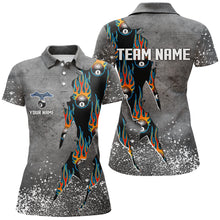 Load image into Gallery viewer, Custom Ball 8 Grey Grunge Billiard Shirts For Women Best Custom Team Name Billiard Jerseys |Blue TDM1561