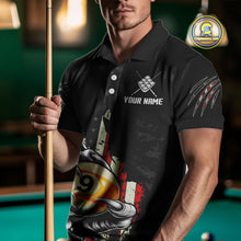 Load image into Gallery viewer, Funny Claw Tearing US Flag 9 Ball Pool Custom Billiard Shirts For Men, Patriotic Billiard Jerseys TDM4473