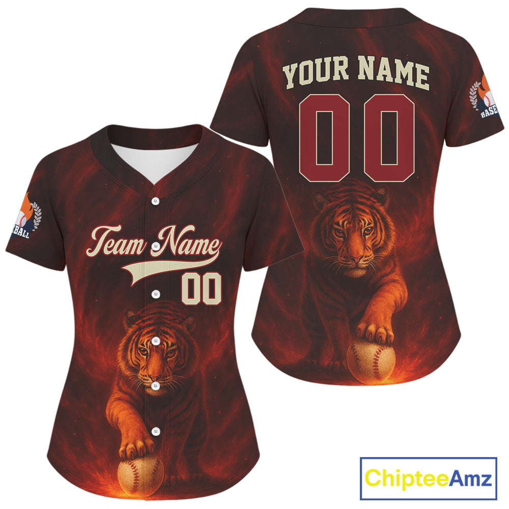 Flames Women's Baseball Jersey Custom Tiger Baseball Jersey For Newborns, Baseball Team NYN1259