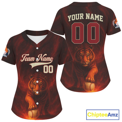 Flames Women's Baseball Jersey Custom Tiger Baseball Jersey For Newborns, Baseball Team NYN1259