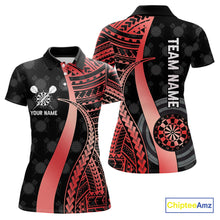 Load image into Gallery viewer, Personalized Black And Red Tribal Dart Shirts For Women Custom Darts Jersey Team Polo &amp; 1/4 Zip TDM4913
