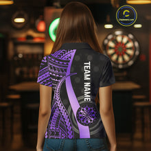 Load image into Gallery viewer, Personalized Black And Purple Tribal Dart Shirts For Women Custom Darts Jersey Team Polo &amp; 1/4 Zip TDM4914