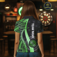 Load image into Gallery viewer, Personalized Black And Green Tribal Dart Shirts For Women Custom Darts Jersey Team Polo &amp; 1/4 Zip TDM4915