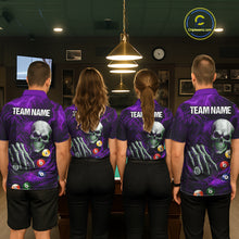 Load image into Gallery viewer, Personalized Purple Funny Skeleton Pool Balls Billiard Shirt For Men, Skull Billiard Team Jerseys TDM5344
