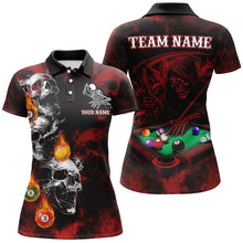 Load image into Gallery viewer, Personalized Red Smoke Skull Billiard Shirts For Women Custom Grim Reaper Billiard Jerseys TDM3364