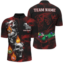Load image into Gallery viewer, Personalized Red Smoke Skull Billiard Shirts For Men Custom Death Skeleton Billiard Jerseys TDM3364