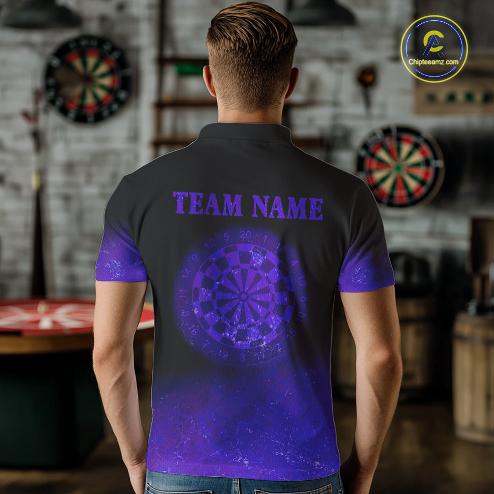 Personalized Sea Purple Gradient Darts Polo & Quarter Zip Custom Dart Shirts For Men Dart Jerseys TDM4709
