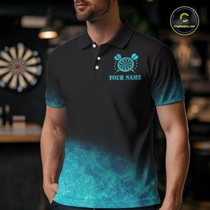 Personalized Sea Turquoise Gradient Darts Polo & Quarter Zip Custom Dart Shirt For Men Dart Jersey TDM4710