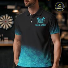 Load image into Gallery viewer, Personalized Sea Turquoise Gradient Darts Polo &amp; Quarter Zip Custom Dart Shirt For Men Dart Jersey TDM4710