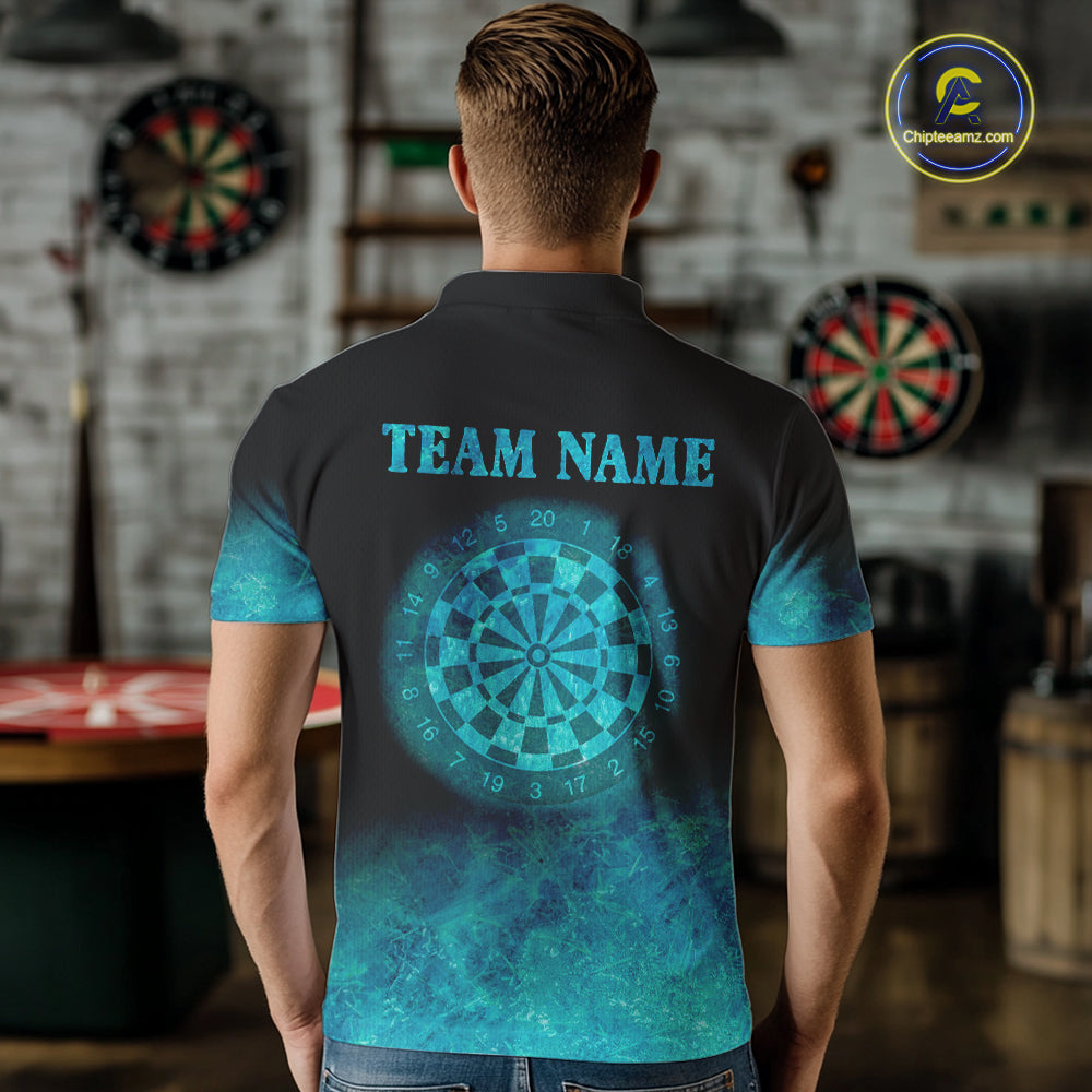 Personalized Sea Turquoise Gradient Darts Polo & Quarter Zip Custom Dart Shirt For Men Dart Jersey TDM4710