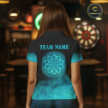 Load image into Gallery viewer, Personalized Sea Turquoise Gradient Darts Polo &amp; Quarter Zip Custom Dart Shirt For Women Dart Jersey TDM4710
